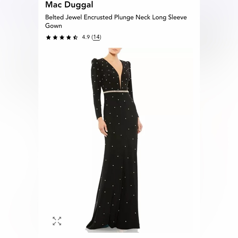 Mac Duggal Black Long Sleeve Jewel Gown